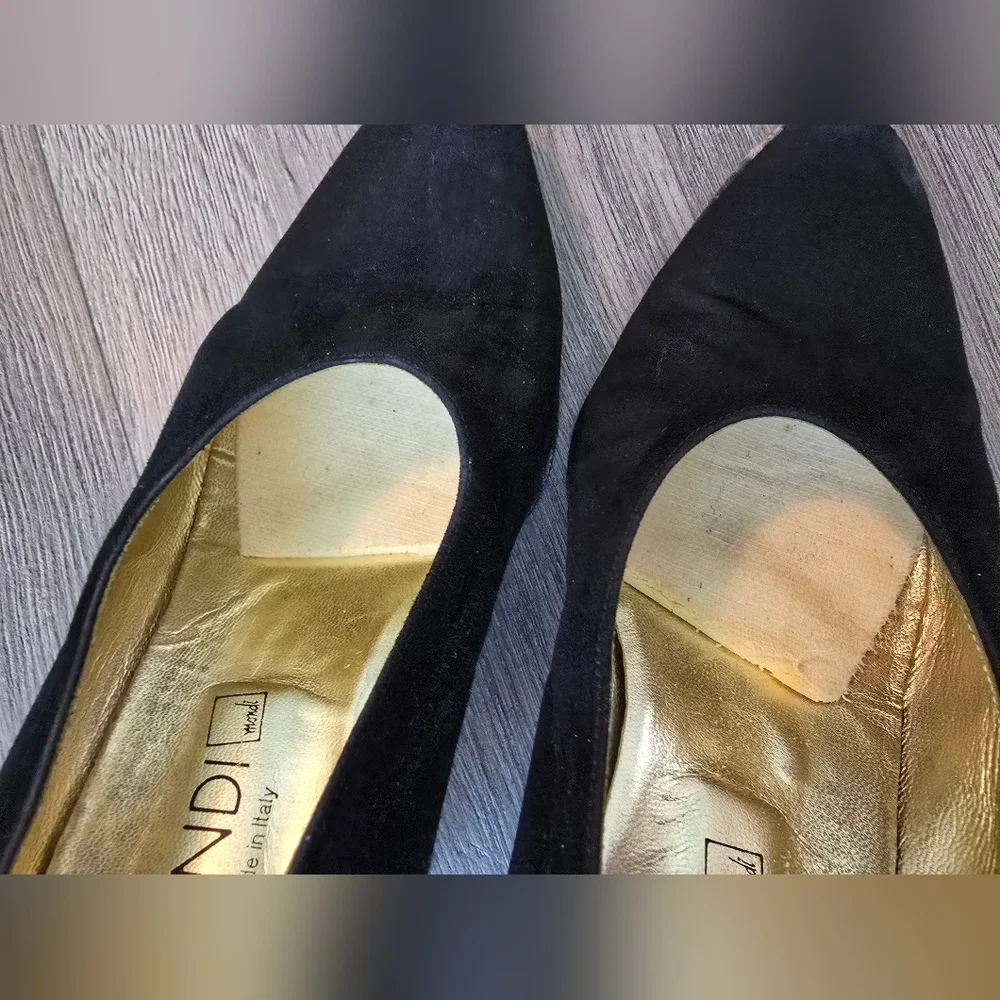 Vintage Mondi Suede Pumps Animal Print & Black Size 8 Made In Italy